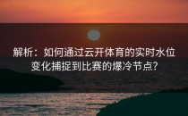 解析：如何通过<strong>云开体育</strong>的实时水位变化捕捉到比赛的爆冷节点？